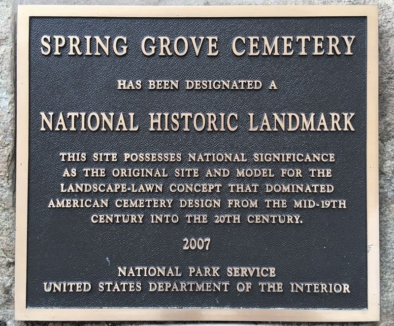 Spring Grove Cemetery Marker image. Click for full size.