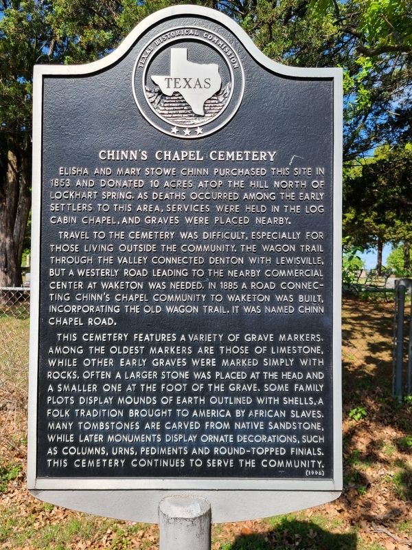 Chinn’s Chapel Cemetery Marker image. Click for full size.