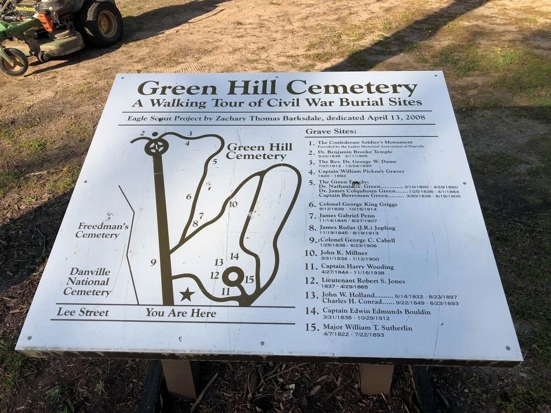 Green Hill Cemetery Walking Tour Map image. Click for full size.