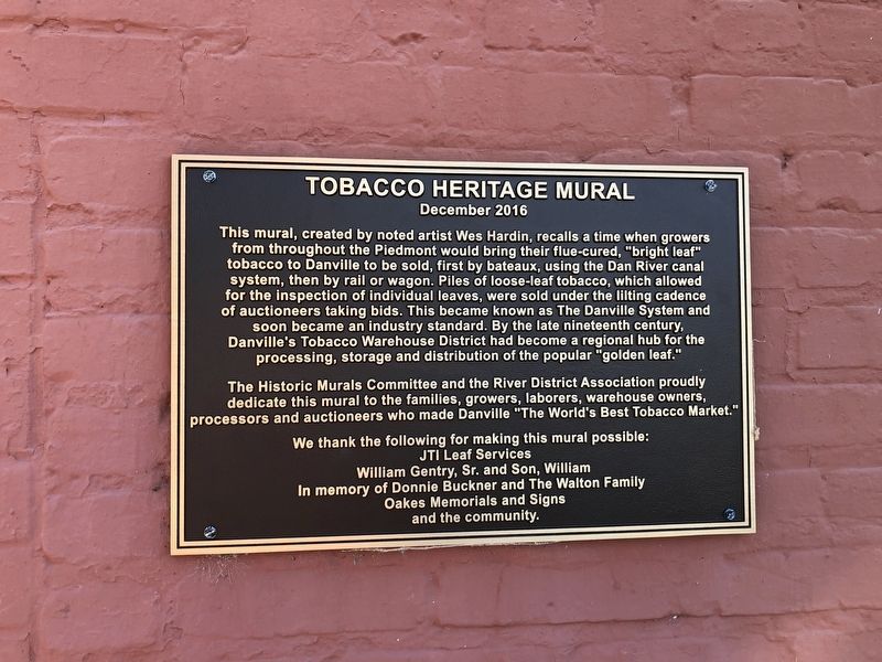 Tobacco Heritage Mural Marker image. Click for full size.