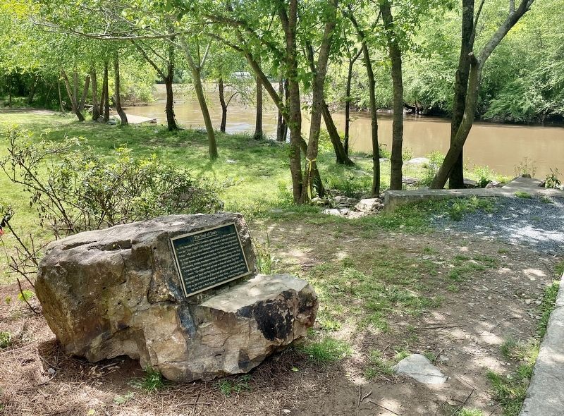 Marker with Big Creek and the Chattahoochee River in background. image. Click for full size.