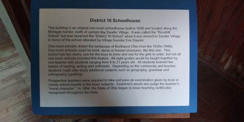District 16 Schoolhouse Marker image. Click for full size.