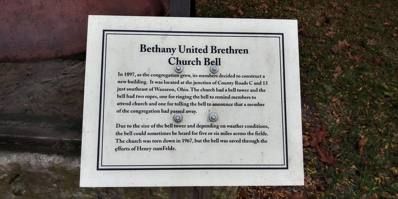 Bethany United Brethren Church Bell Marker image. Click for full size.