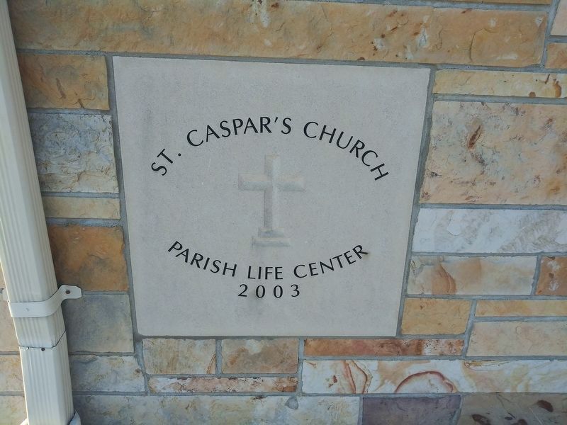Cornerstone from the parish life center image. Click for full size.