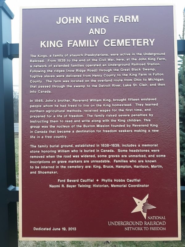 John King and King Family Cemetery Marker image. Click for full size.