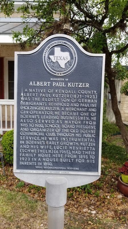 Homesite of Albert Paul Kutzer Marker image. Click for full size.