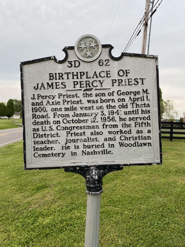 Birthplace of James Percy Priest Marker image. Click for full size.