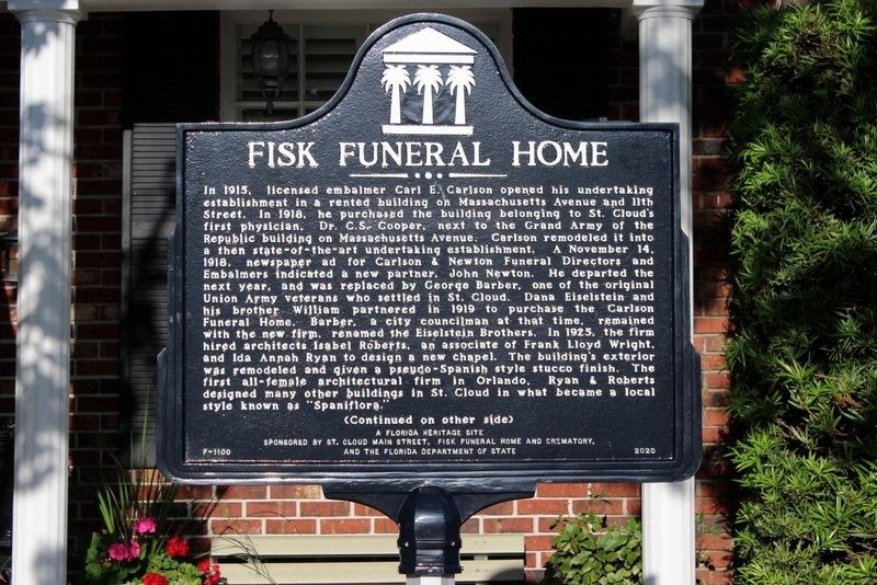 Fisk Funeral Home Marker Side 1 image. Click for full size.