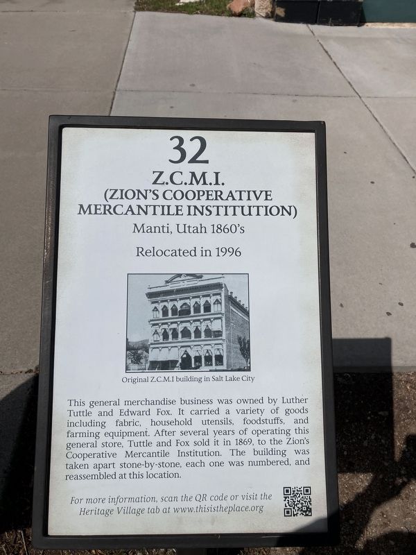 Z.C.M.I. (Zions Cooperative Mercantile Institution) Marker. Click for full size. Z.C.M.I. (Zions Cooperative Mercantile Institution) Marker image. Click for full size.