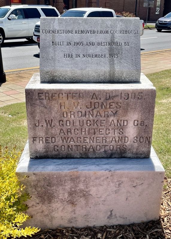 Forsyth County Courthouse Cornerstone Removed Marker. Click for full size. Forsyth County Courthouse Cornerstone Removed Marker image. Click for full size.