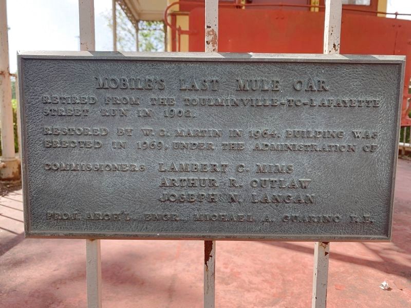 Mobile's Last Mule Car Marker. Click for full size. Mobile's Last Mule Car Marker image. Click for full size.