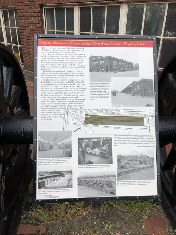 Virginia Museum of Transportation / Norfolk and Western Freight Station Marker. Click for full size. Virginia Museum of Transportation / Norfolk and Western Freight Station Marker image. Click for full size.