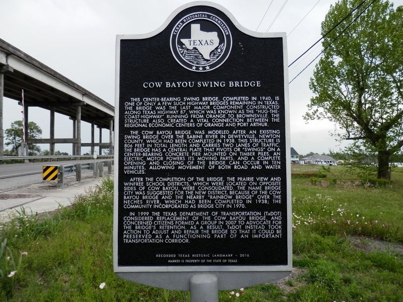 Cow Bayou Swing Bridge Marker image. Click for full size.