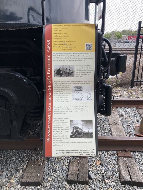 Pennsylvania Railroad GE GG1 Electric #4919 Marker image. Click for full size.