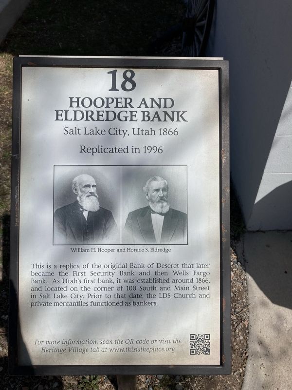 Hooper and Eldredge Bank Marker image. Click for full size.