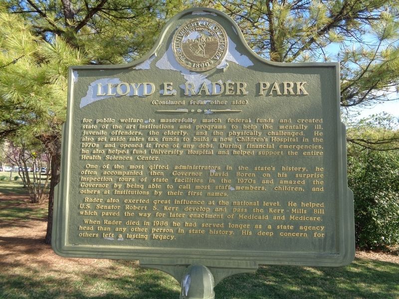 Lloyd E. Rader Park Marker image. Click for full size.
