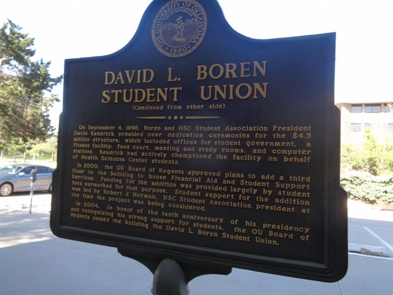 David L. Boren Student Union Marker image. Click for full size.