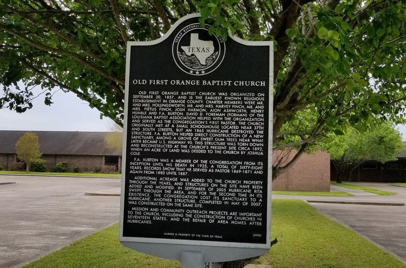 Old First Orange Baptist Church Marker image. Click for full size.