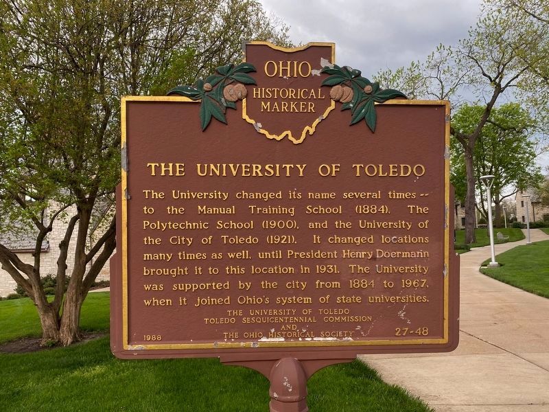 The University of Toledo Marker reverse image. Click for full size.