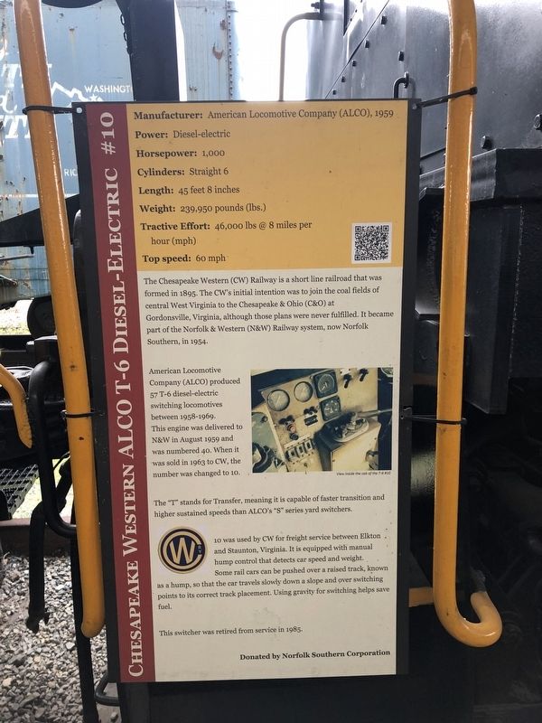 Chesapeake Western ALCO T-6 Diesel-Electric #10 Marker image. Click for full size.