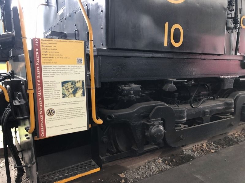 Chesapeake Western ALCO T-6 Diesel-Electric #10 Marker image. Click for full size.