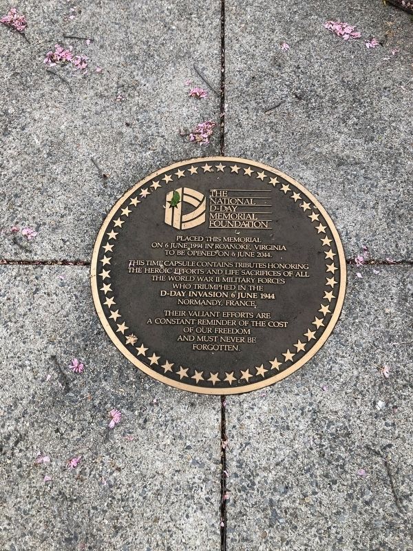 Time capsule plaque on the grounds of the memorial image. Click for full size.