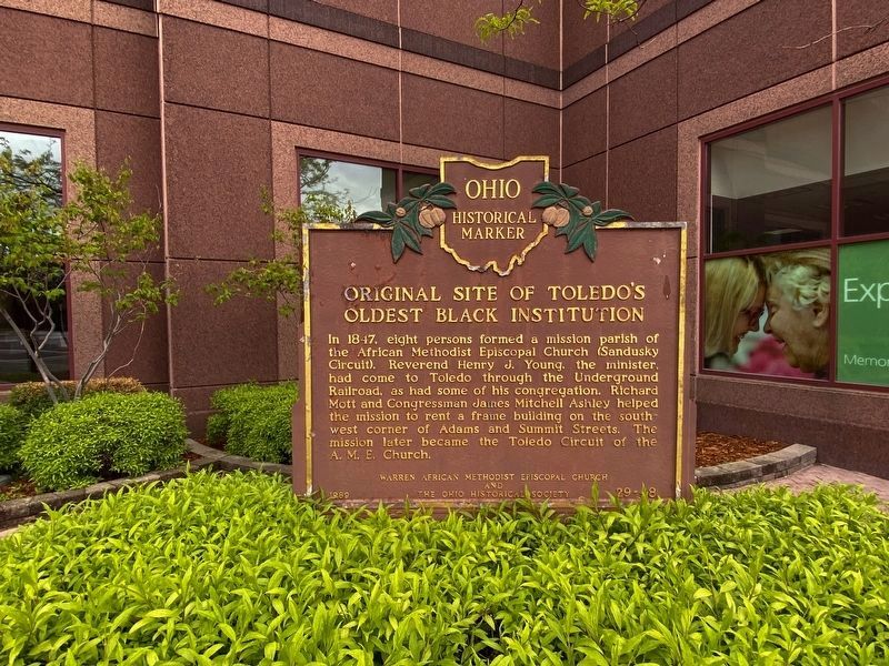 Original Site of Toledo's Oldest Black Institution / Warren African Methodist Episcopal Church Marker image. Click for full size.
