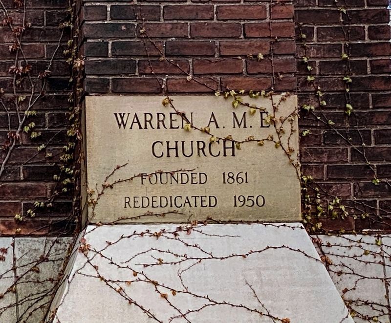 Cornerstone on the 1950 location of the church image. Click for full size.