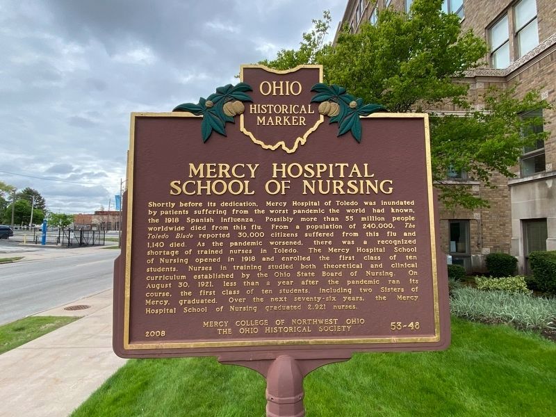 Mercy Hospital School of Nursing side of the marker image. Click for full size.