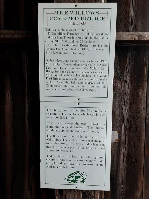 The Willows Covered Bridge Marker. Click for full size. The Willows Covered Bridge Marker image. Click for full size.
