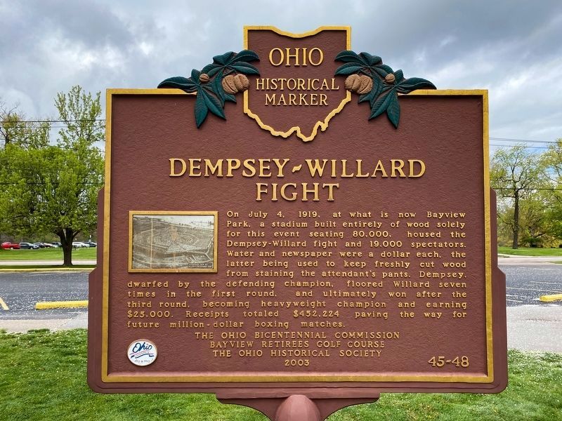 Dempsey-Willard Fight Marker reverse image. Click for full size.