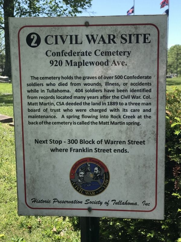 Confederate Cemetery 920 Maplewood Ave. Marker image. Click for full size.