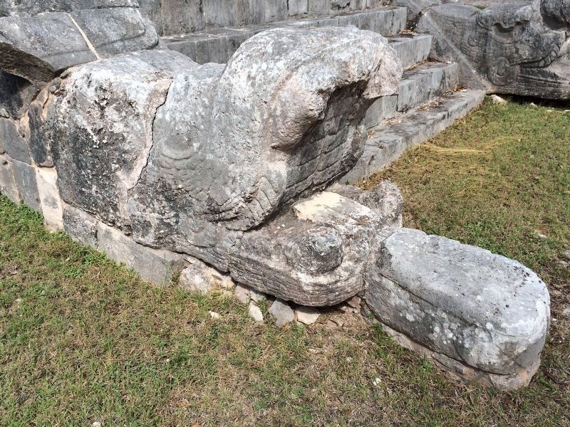 A serpent sculpture from the Ossuary or Tomb of the Great Priest at Chichn Itz image. Click for full size.