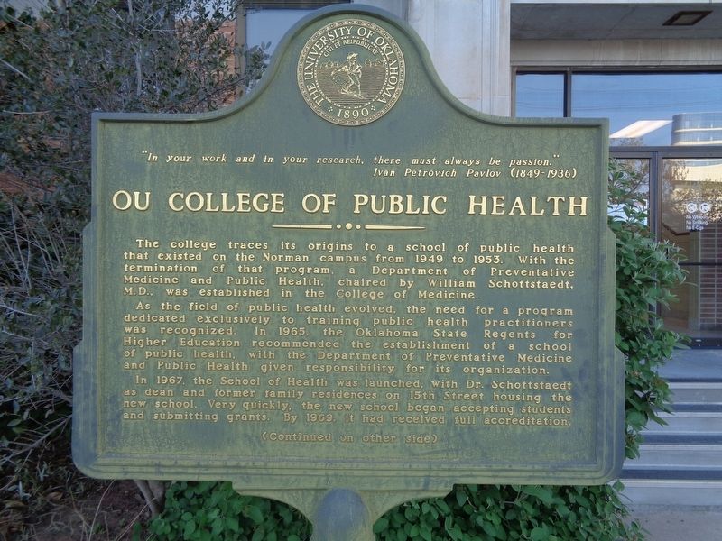 OU College of Public Health Marker image. Click for full size.