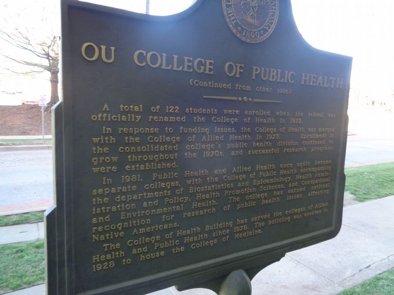OU College of Public Health Marker image. Click for full size.