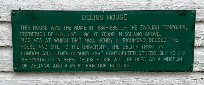 Delius House Marker image. Click for full size.