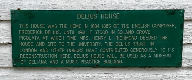 Delius House Marker. Click for full size. Delius House Marker image. Click for full size.