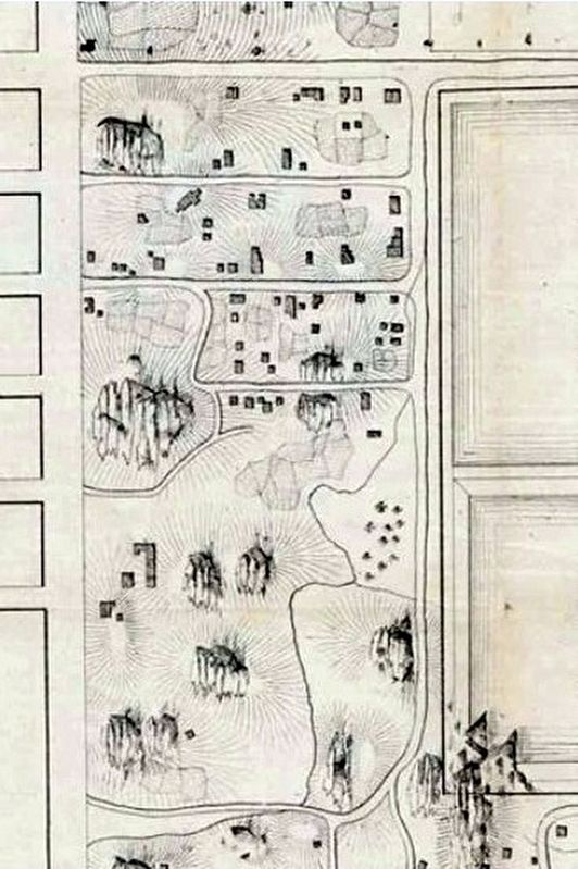 Detail of map of the pre-Central Park landscape showing the area of Seneca Village image. Click for full size.