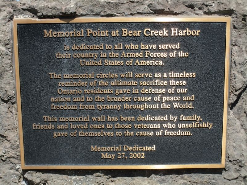 Memorial Point at Bear Creek Harbor Marker image. Click for full size.