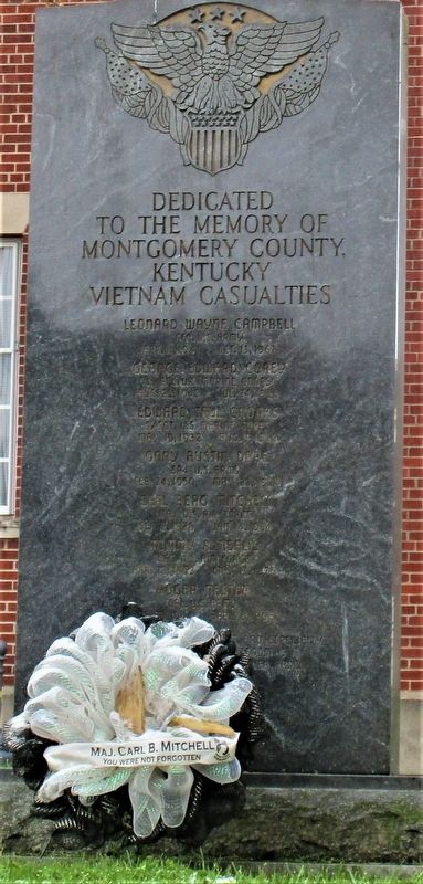 Montgomery County Kentucky Vietnam Casualties Marker. Click for full size. Montgomery County Kentucky Vietnam Casualties Marker image. Click for full size.