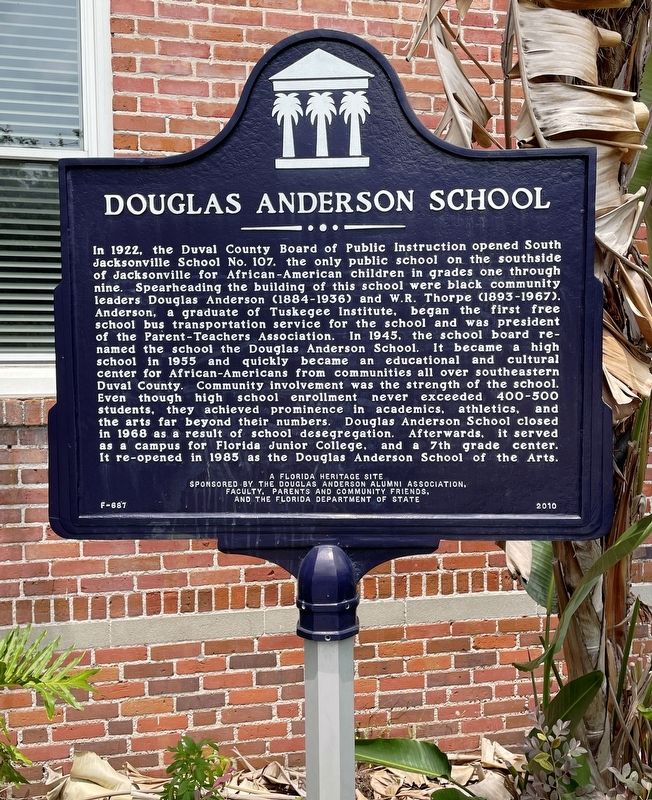 Douglas Anderson School Marker image. Click for full size.