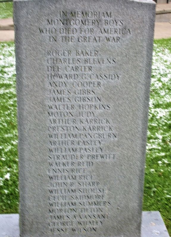 Montgomery County Kentucky World War I Memorial. Click for full size. Montgomery County Kentucky World War I Memorial image. Click for full size.