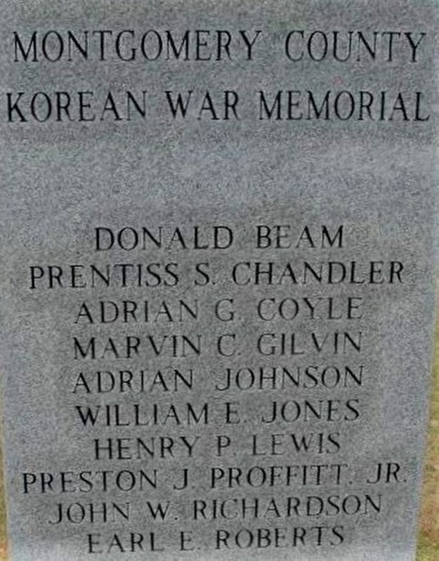 Montgomery County Korean War Memorial. Click for full size. Montgomery County Korean War Memorial image. Click for full size.