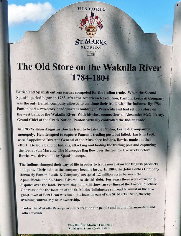 The Old Store on the Wakulla River Marker<br>(<i>back side</i>) image. Click for full size.