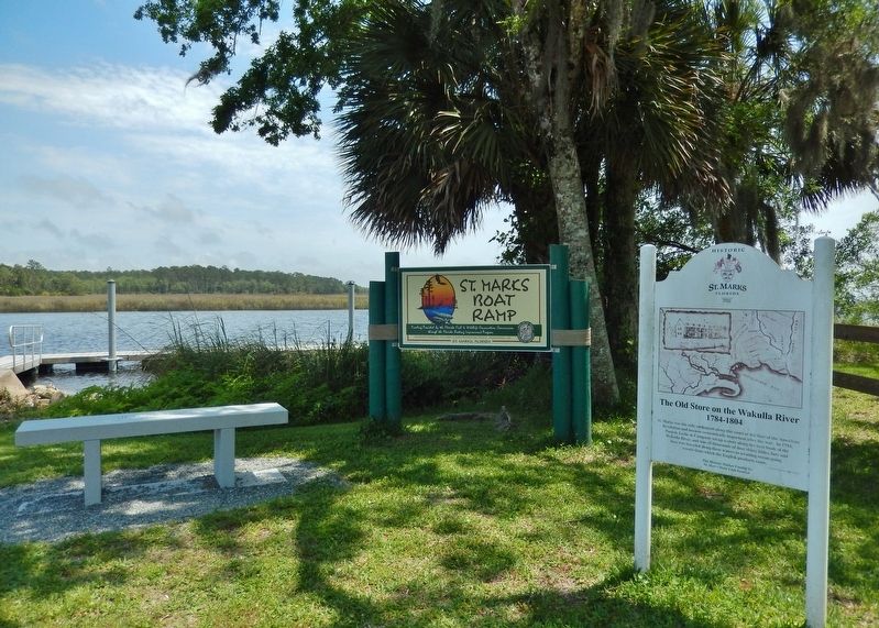 The Old Store on the Wakulla River Marker<br>(<i>St. Marks River in background</i>) image. Click for full size.