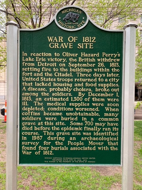 The War of 1812 in Detroit/ War of 1812 Grave Site Marker image. Click for full size.