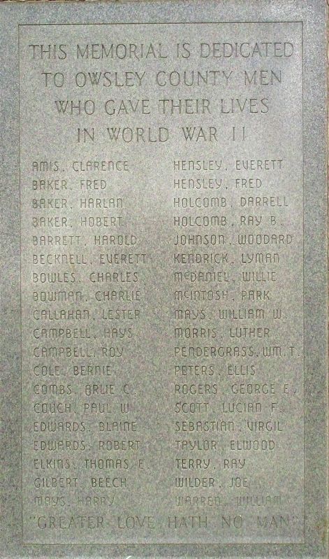 Owsley County Veterans Memorial. Click for full size. Owsley County Veterans Memorial image. Click for full size.