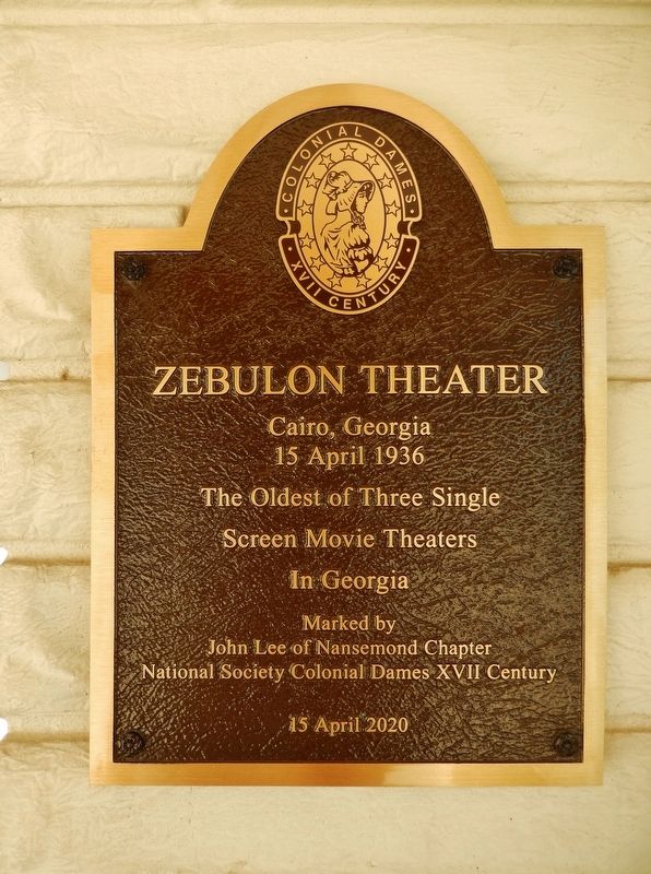 Zebulon Theater Marker image. Click for full size.