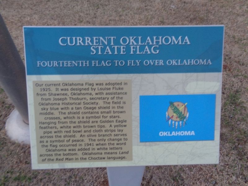 Current Oklahoma State Flag Marker. Click for full size. Current Oklahoma State Flag Marker image. Click for full size.