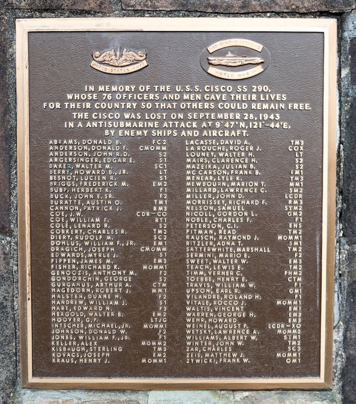 Right Tablet at the U.S.S. Cisco Memorial image. Click for full size.